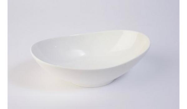 8"x6" Ceramic White Wide Curve Bowl