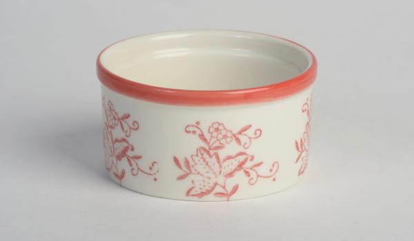 3.5" Ceramic White w/ Coral Flowers Bowl