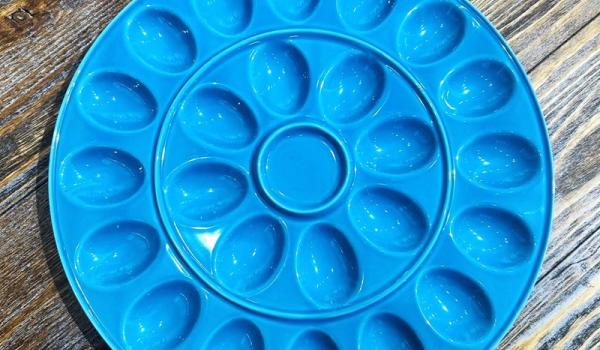 13.5" CERAMIC TURQUOISE EGG PALETTE