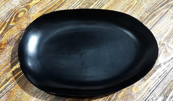 14.5" X 9.5" CERAMIC BLACK MATTE IRREGULAR OVAL